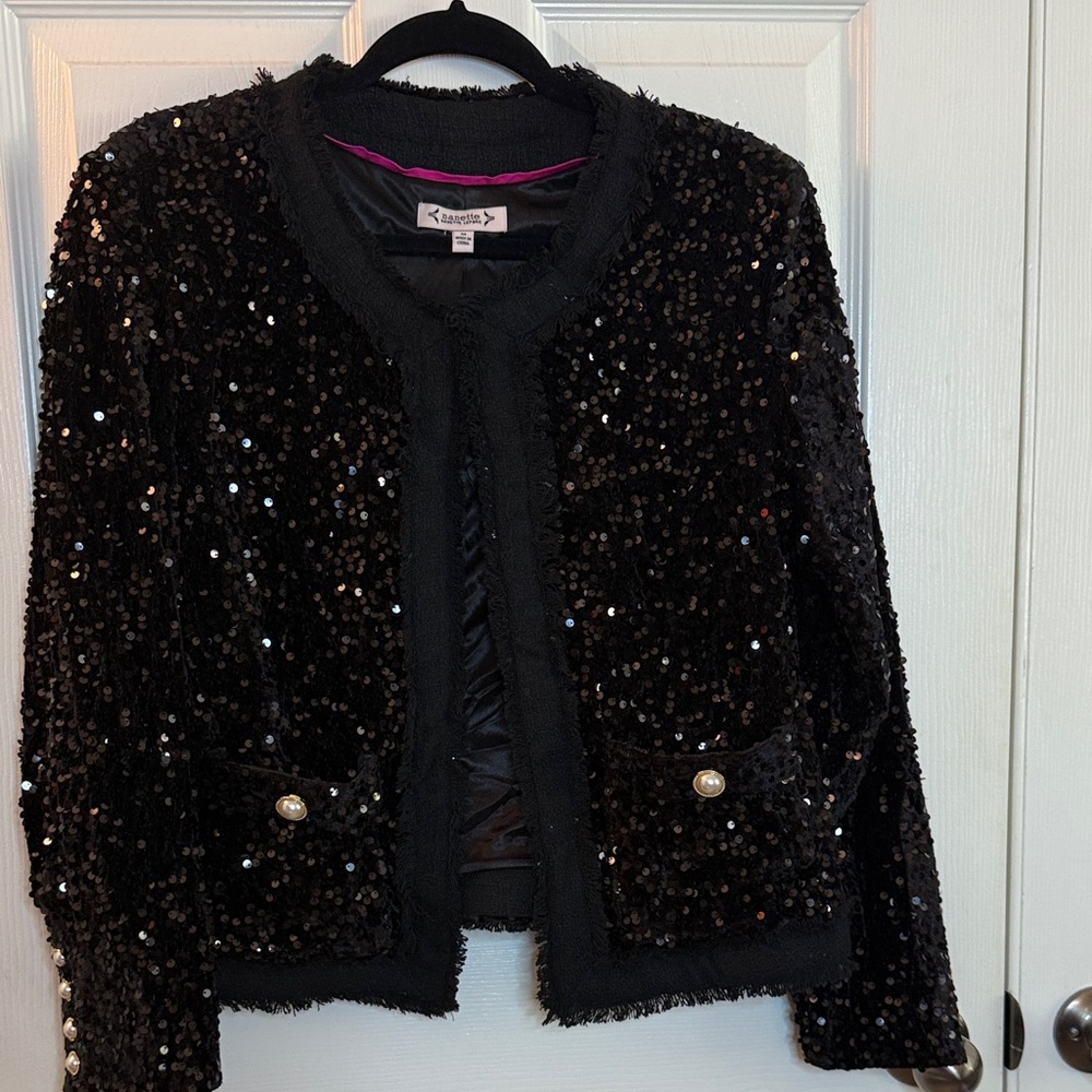 Nanette Lepore Black Sequin Women's Blazer